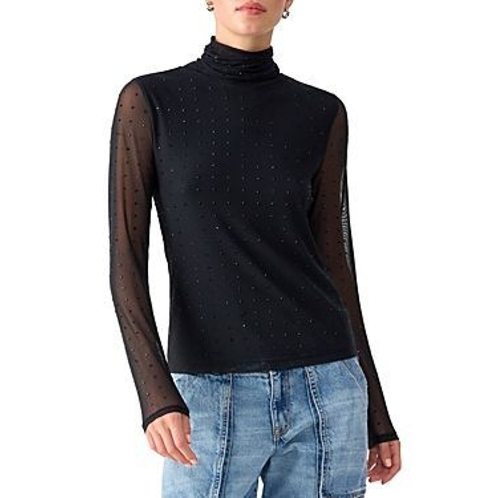 Y2K Sheer Mesh Rhinestone Top Womens‎ XXS Goth Whimsigoth Party Sanctuary